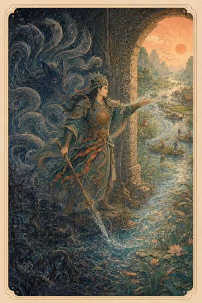 Lá Death trong bộ Hường Đông Tarot — tranh đang được vẽ lại theo bản Art Direction 2.1